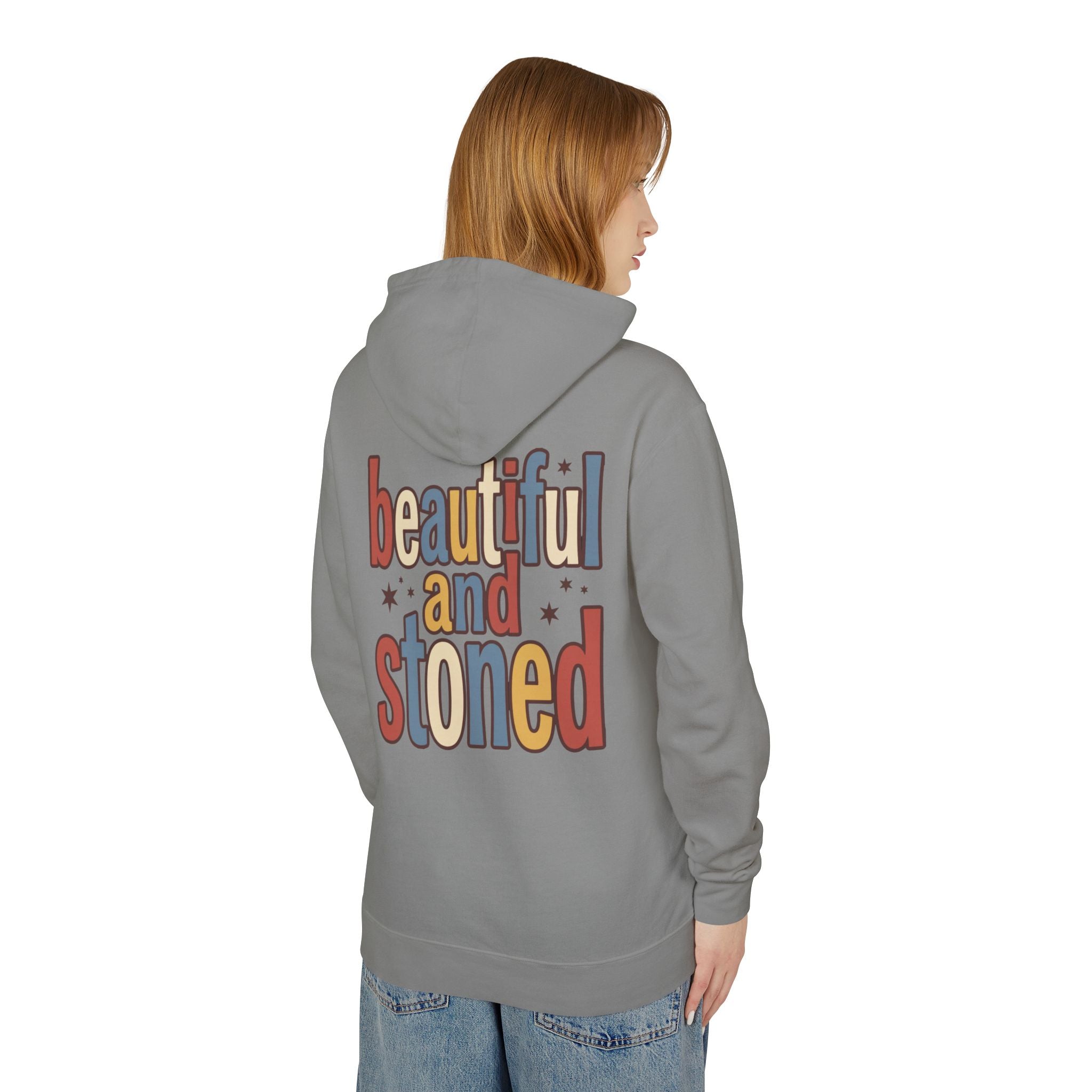 Beautiful and Stoned Hoodie — Retro Typography Lightweight Hooded Sweatshirt
