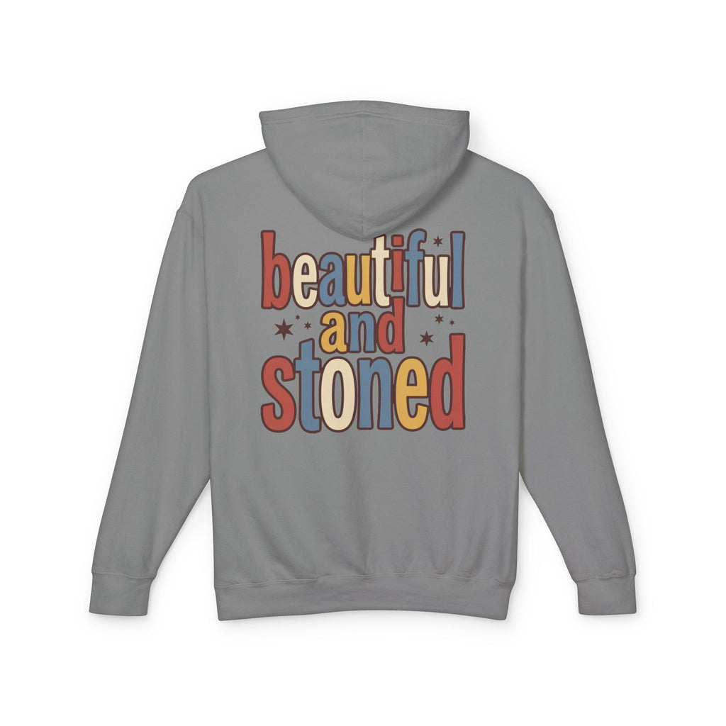 Beautiful and Stoned Hoodie — Retro Typography Lightweight Hooded Sweatshirt