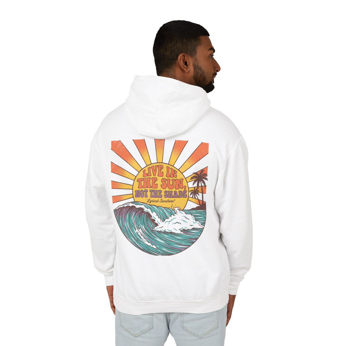 Sunset Surf Hoodie – “Live in the Sun, Not the Shade” Graphic Hoodie