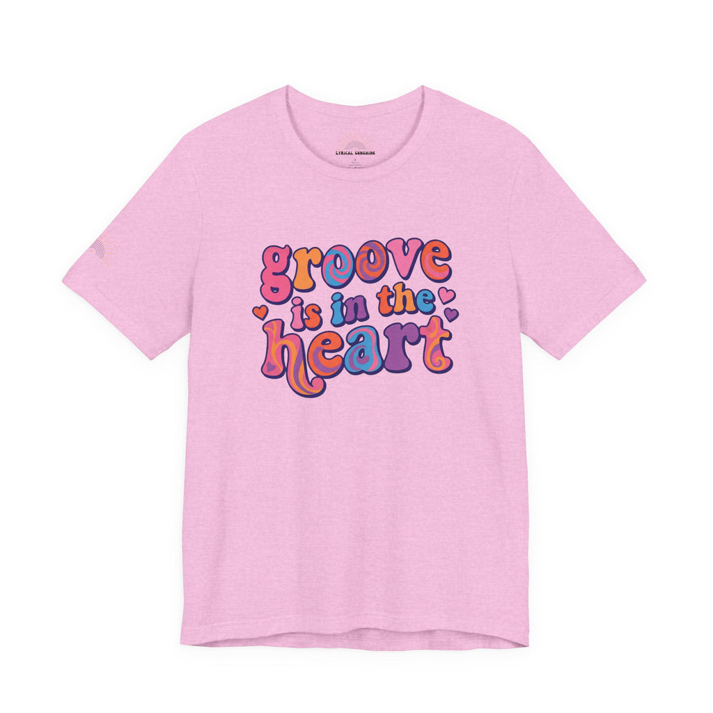 Groove Is in the Heart T‑Shirt — Retro 70s Psychedelic Heart Graphic Tee