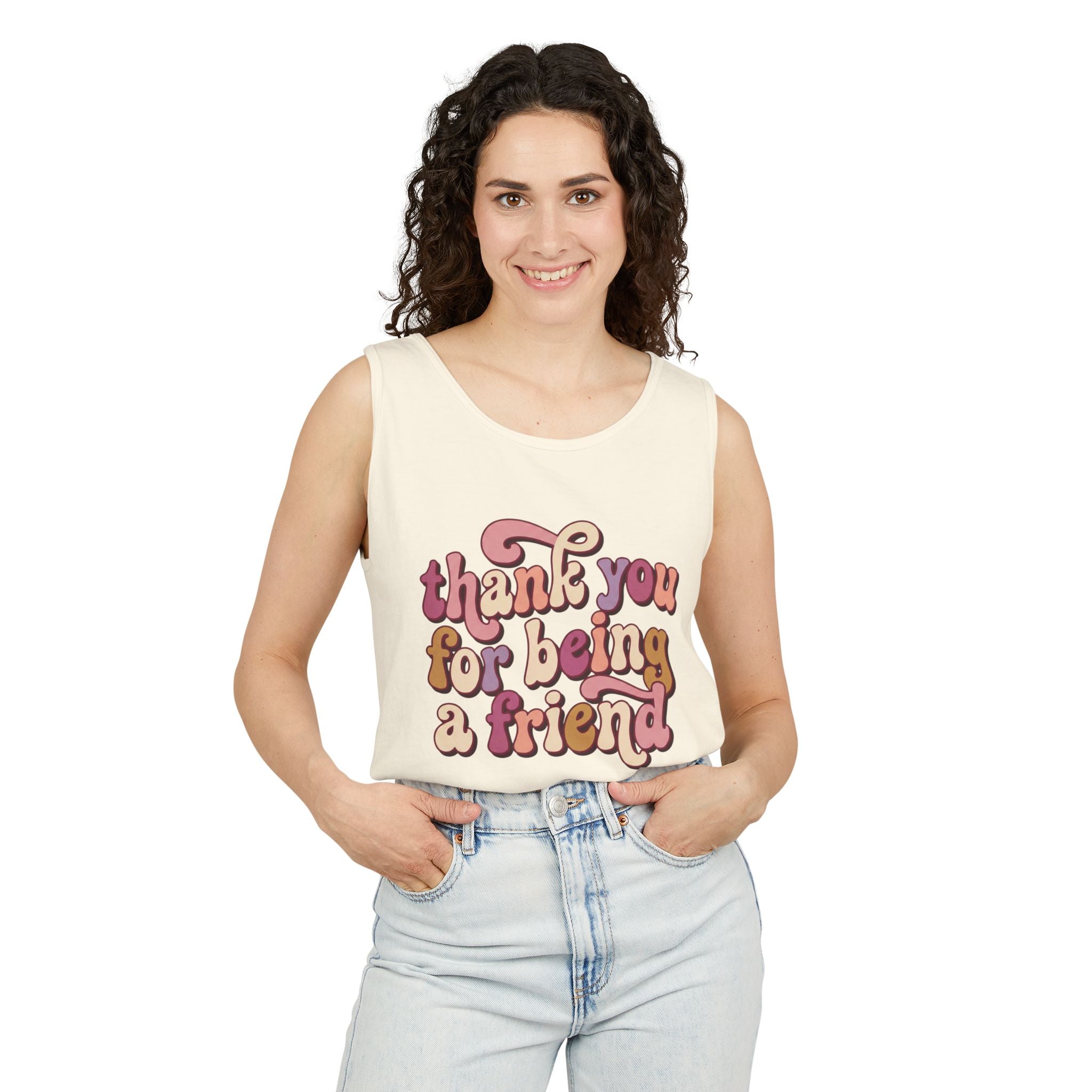 Friendship Tank Top — "Thank You for Being a Friend" Retro Graphic