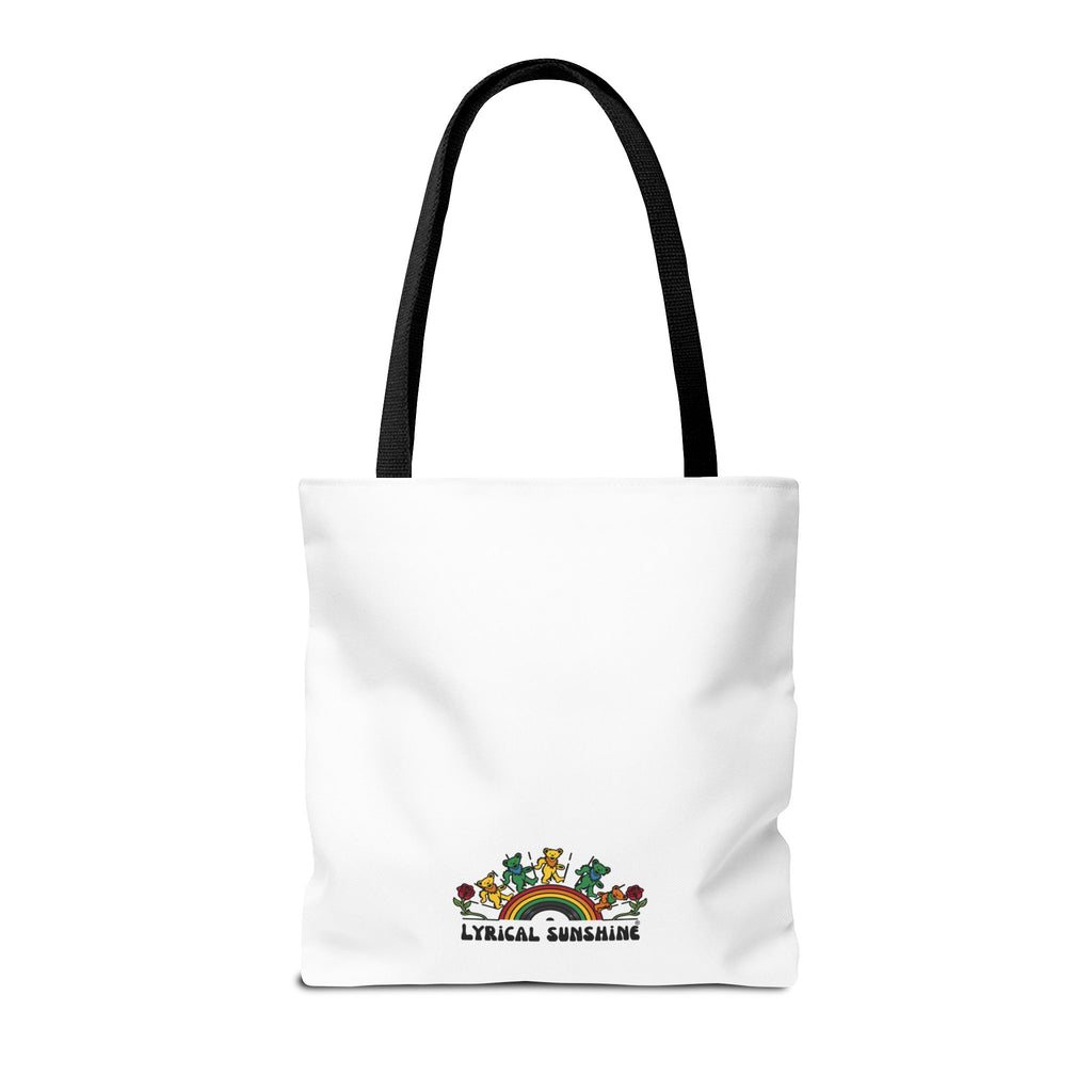 Let There Be Songs Tote Bag — Retro Floral Song Lyrics Canvas Tote