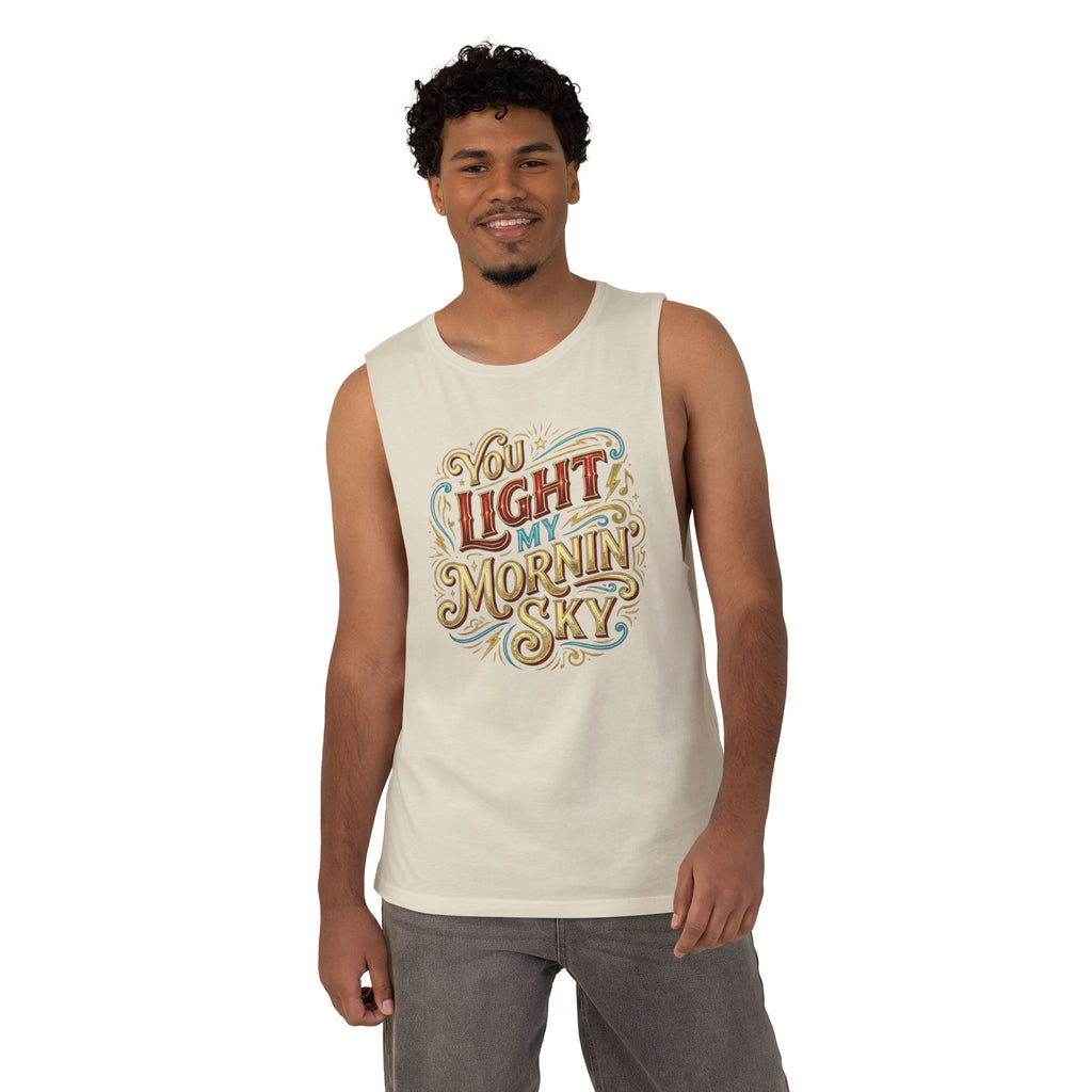 You Light My Mornin' Sky Tank Top — Vintage Hand-Lettered Love Graphic