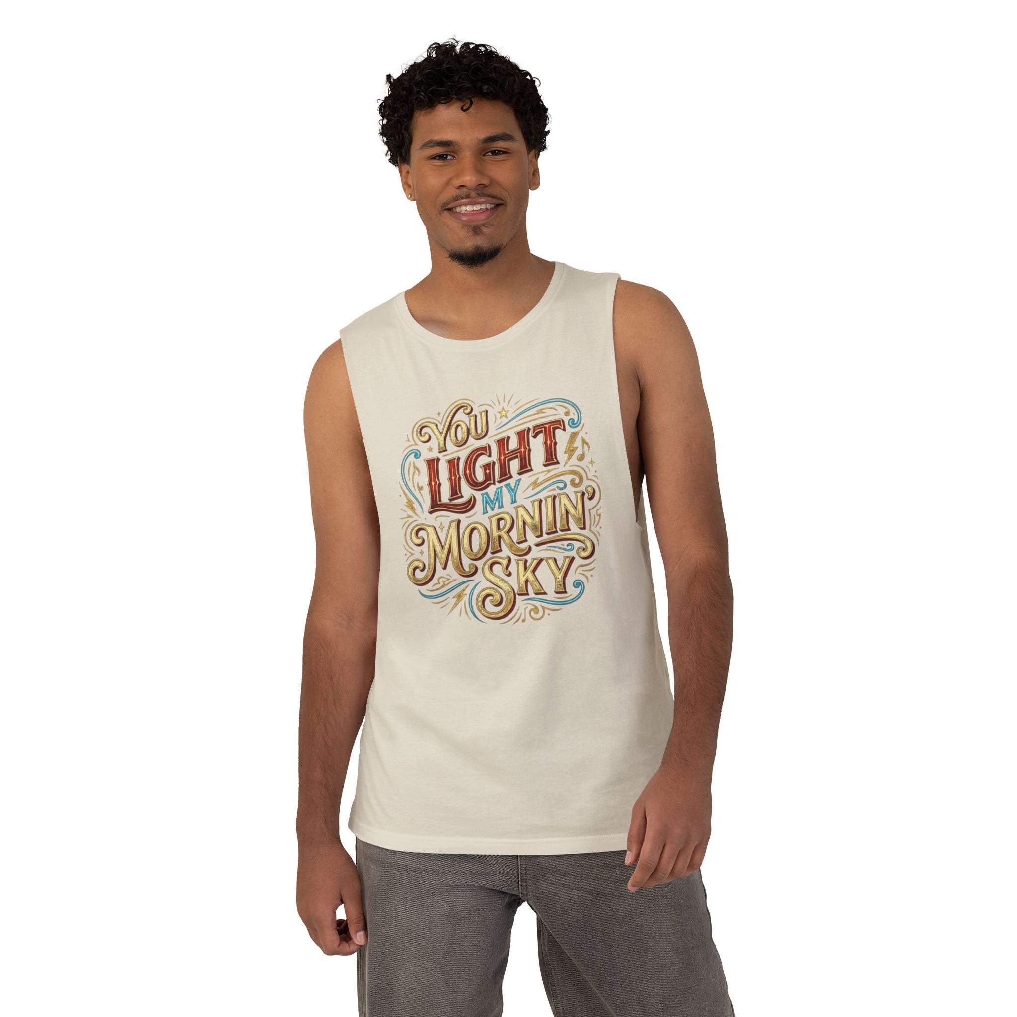You Light My Mornin' Sky Tank Top — Vintage Hand-Lettered Love Graphic