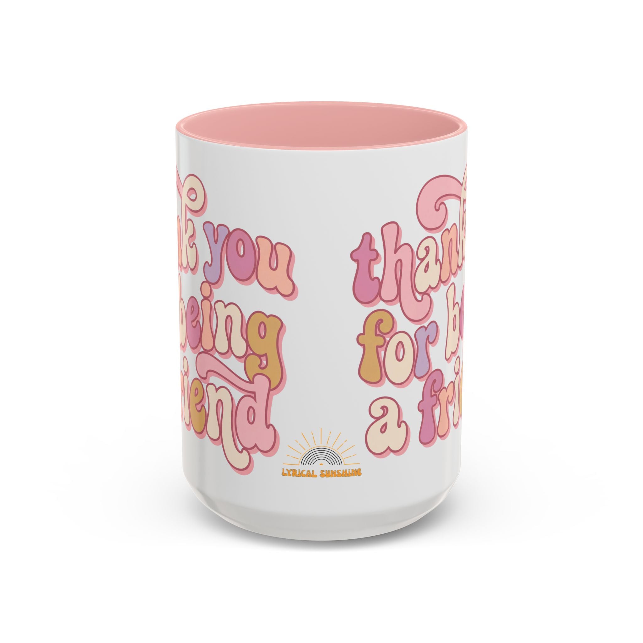 Thank You for Being a Friend Accent Coffee Mug — Pink Retro Friendship Gift (11/15oz)