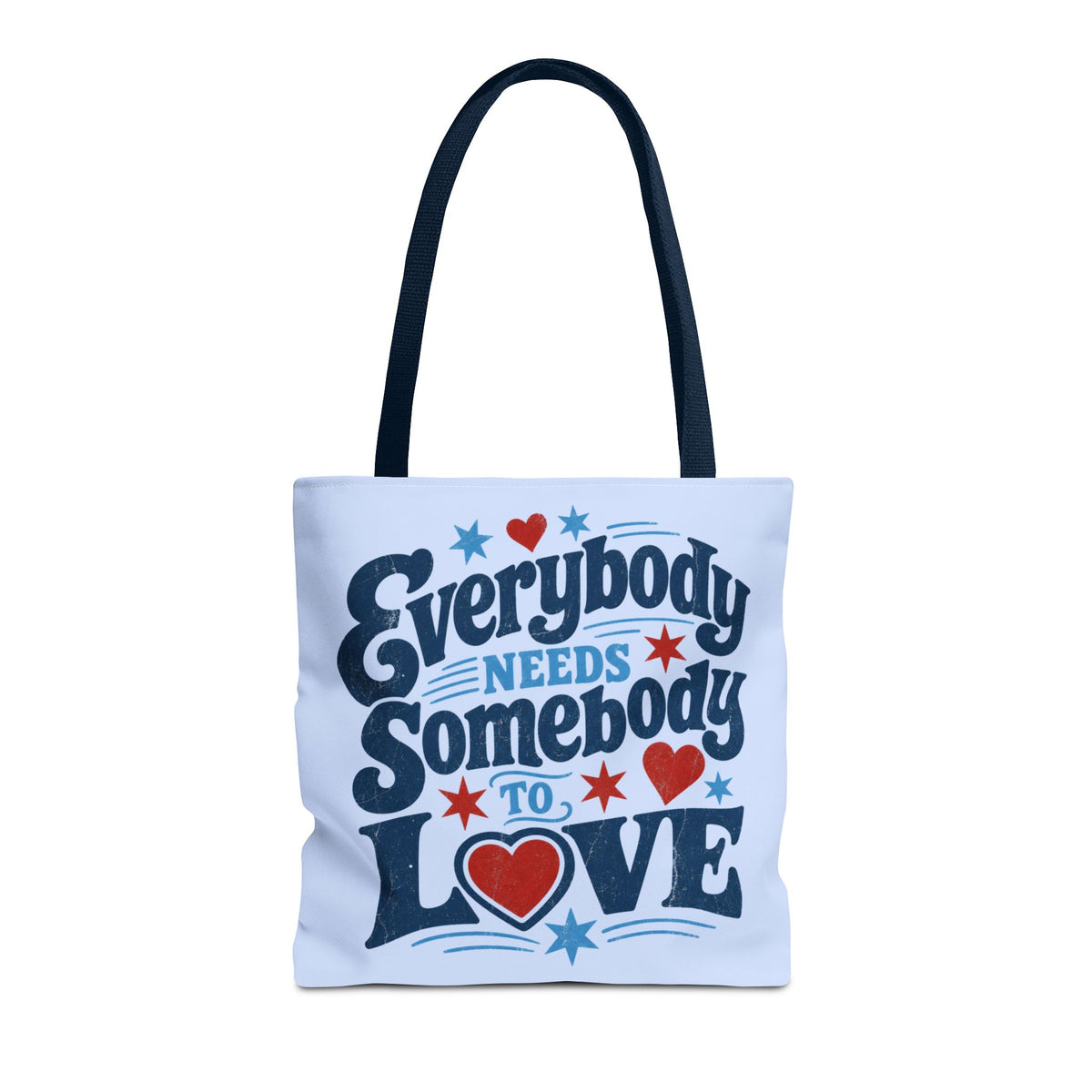 Everybody Needs Somebody to Love Tote Bag - Retro Heart Love Quote Canvas Tote