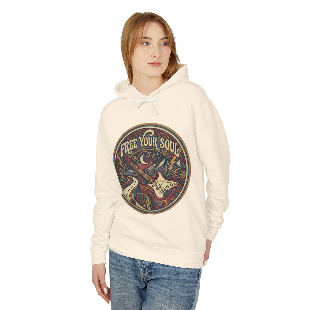 Free Your Soul Hoodie – Vintage Guitar Boho Music Graphic Sweatshirt