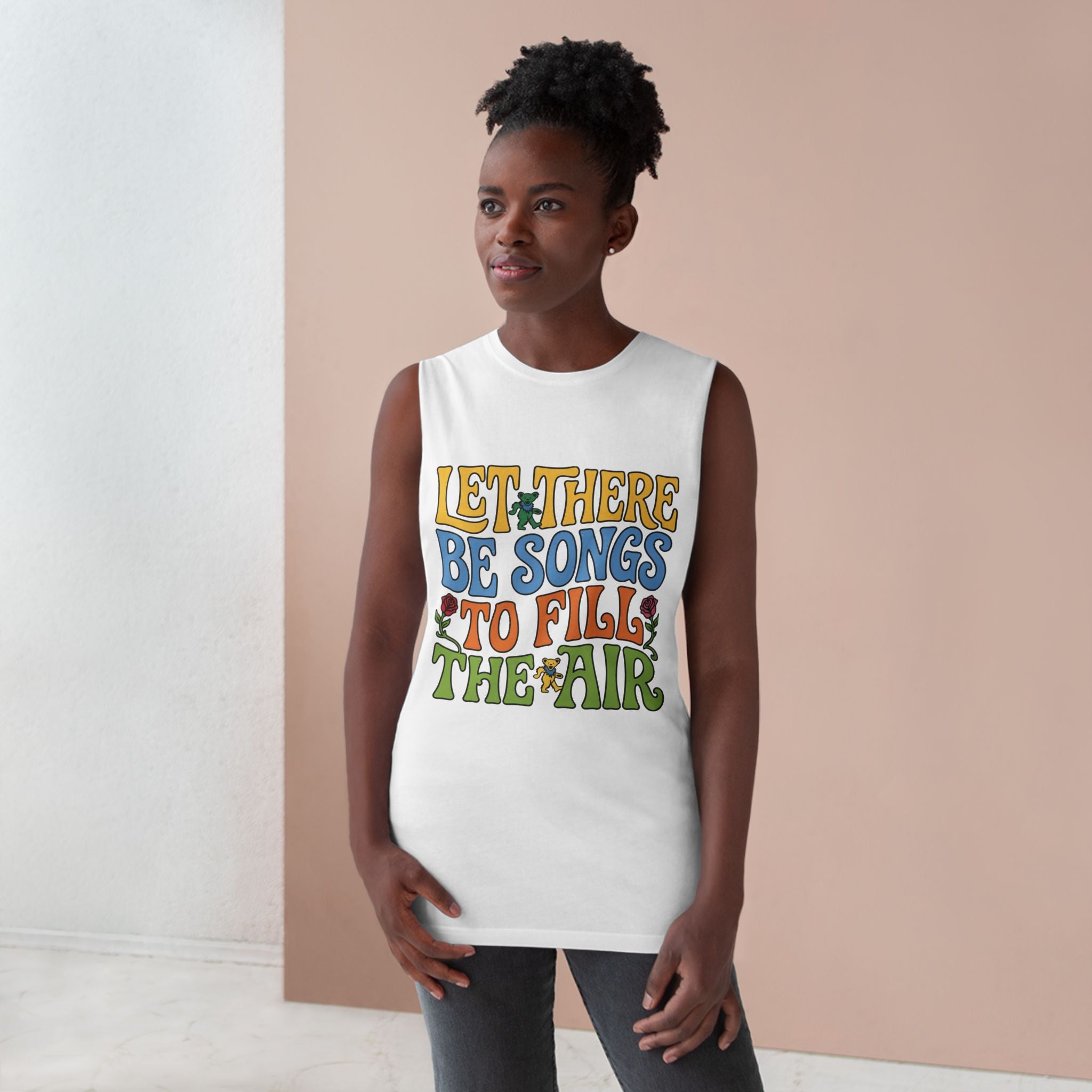 Barnard Tank — "Let There Be Songs to Fill the Air" Retro Floral Music Tank Top