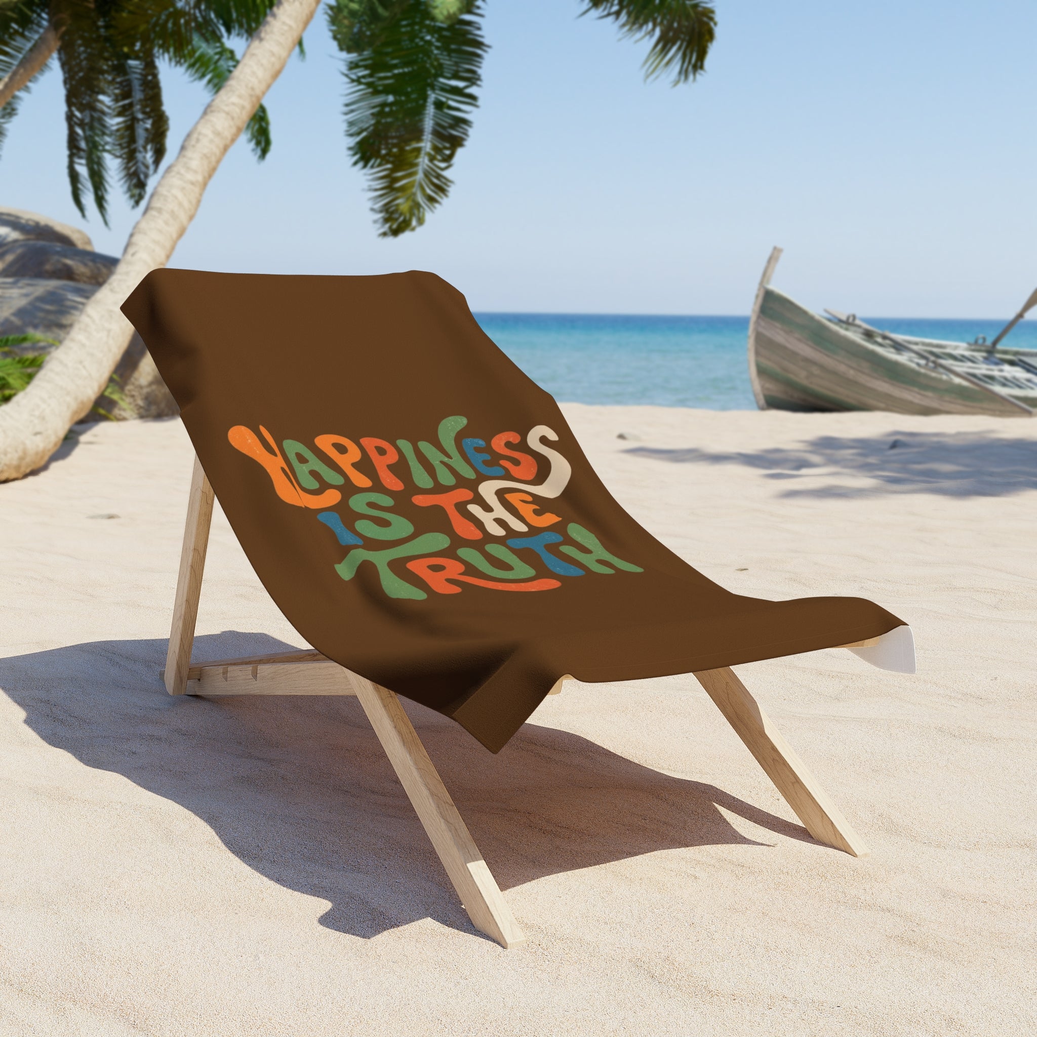 Happiness Is The Truth Retro Beach Towel