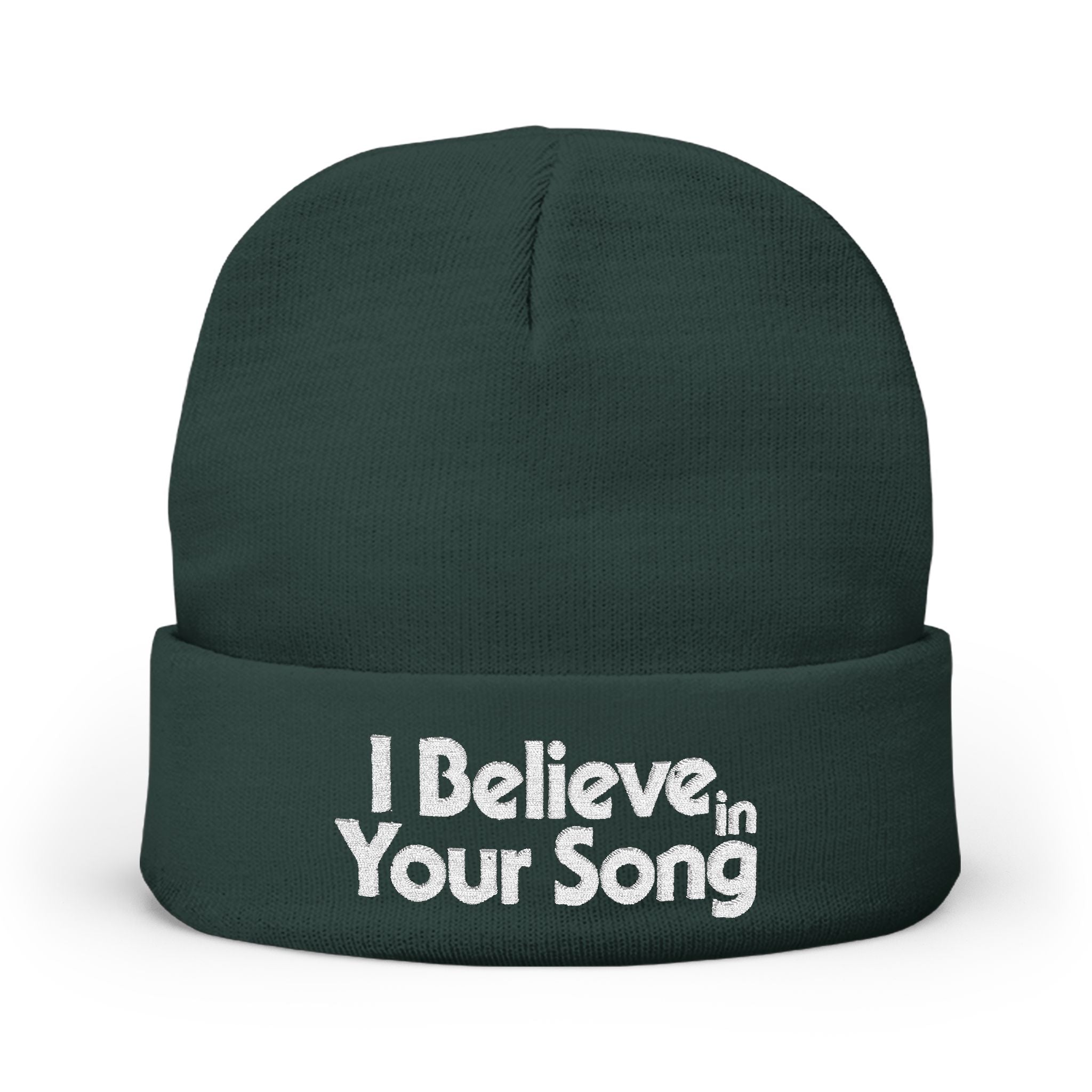 I Believe in Your Song Embroidered Knit Beanie
